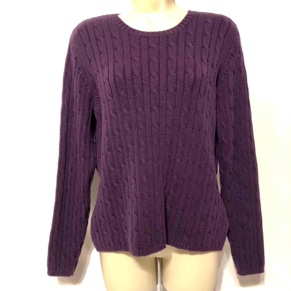 St. John’s Bay Women’s Cable Knit Sweater Plum PL